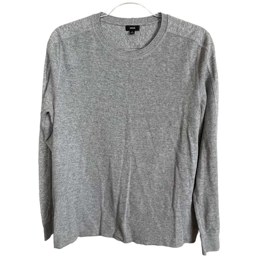 Vince Thermal Heather Gray Crew Neck Long Sleeves Men's Size M Layer Shirt